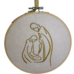 Bastidor con nacimiento bordado en lino